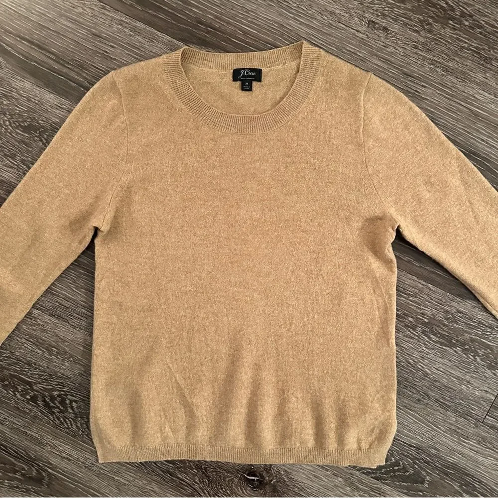 J Crew Tan Cashmere Crewneck Sweater